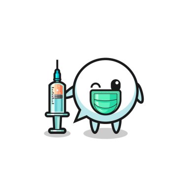 Aşı olarak konuşma balonu maskotu, şirin tasarım