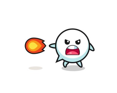 Tatlı konuşma balonu maskotu ateş gücü, şirin tasarım.