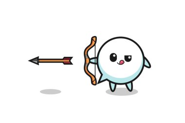 Okçuluk yapan konuşma balonu karakteri tasarımı, şirin tasarım