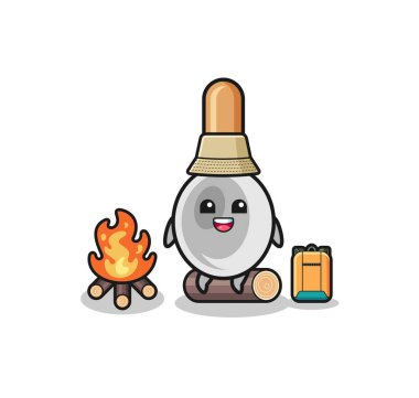 Yemek kaşığı çizgi filminin kamp çizimi, şirin bir tasarım.