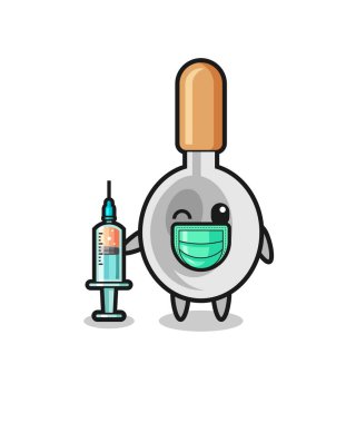 Aşçı olarak kaşık maskotu, şirin bir tasarım.