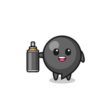 Grafiti bombacısı olarak şirin virgül sembolü, şirin tasarım.