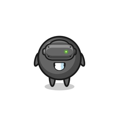 şirin nokta simgesi VR kulaklık kullanıyor, şirin tasarım