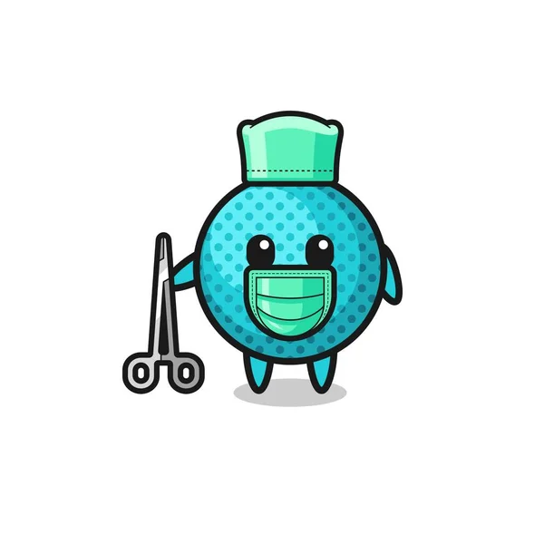Cirurgião Spiky Personagem Mascote Bola Projeto Bonito — Vetor de Stock