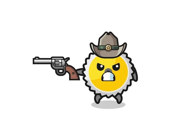 Lame Scie Cow Boy Tirant Avec Pistolet Design Mignon — Image vectorielle