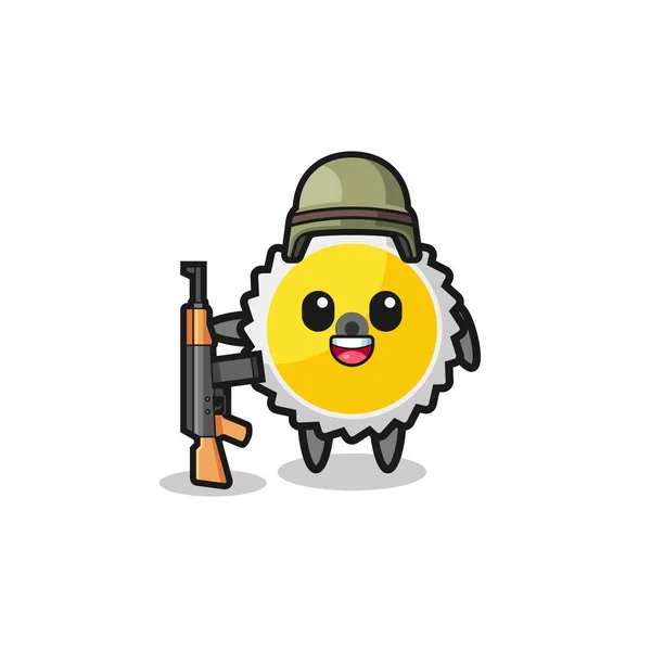 Cute Saw Blade Mascot Soldier Cute Design — Stock Vector