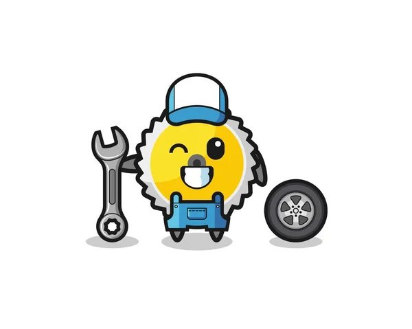 Saw Blade Character Mechanic Mascot Cute Design — Stock Vector