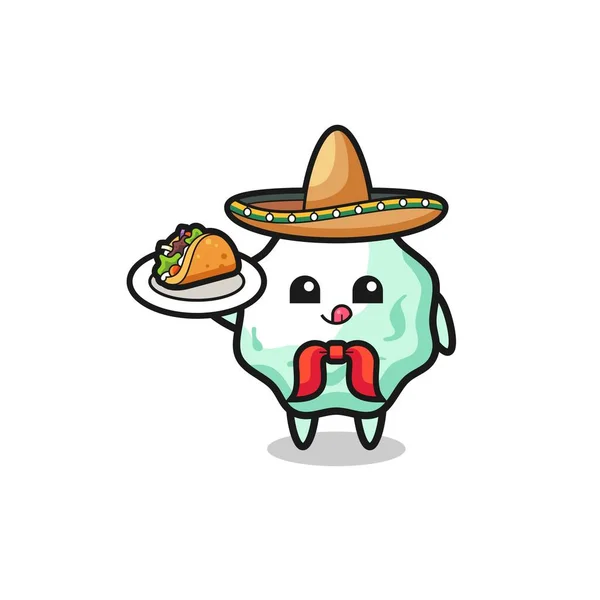 Tuggummi Mexikansk Kock Maskot Håller Taco Söt Design — Stock vektor
