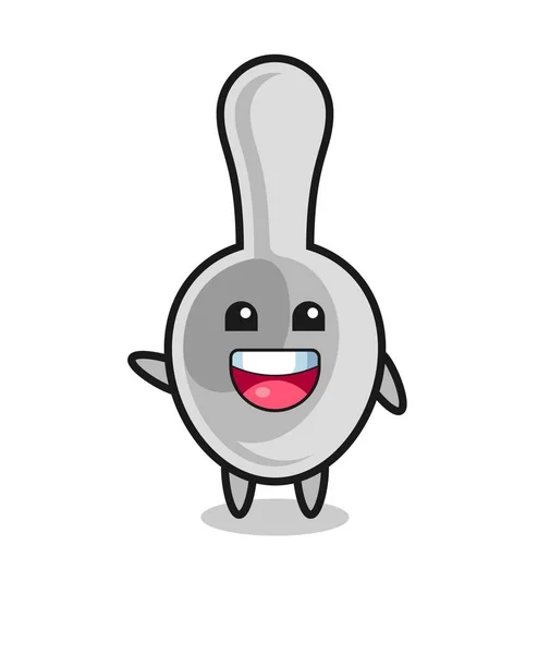 Happy Spoon Roztomilý Maskot Charakter Roztomilý Design — Stockový vektor
