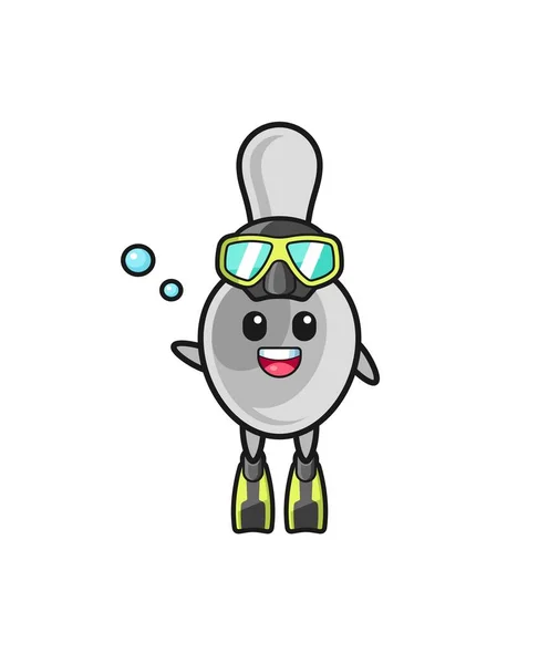 Spoon Diver Cartoon Character Cute Design — Stock Vector