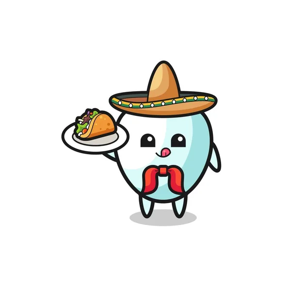 Diente Mexicano Chef Mascota Celebración Taco Lindo Diseño — Vector de stock