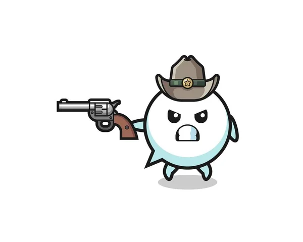 Speech Bubble Cowboy Shooting Gun Cute Design — Stock Vector