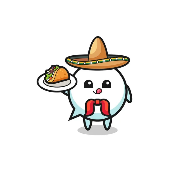 Tal Bubbla Mexikansk Kock Maskot Håller Taco Söt Design — Stock vektor