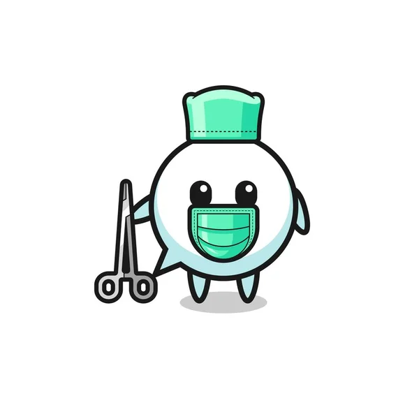 Cirurgião Fala Bolha Mascote Personagem Projeto Bonito —  Vetores de Stock