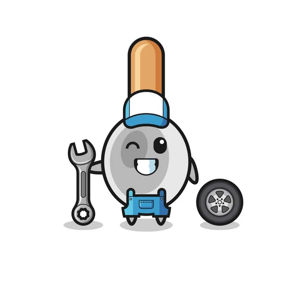 Cooking Spoon Character Mechanic Mascot Cute Design — Stock Vector