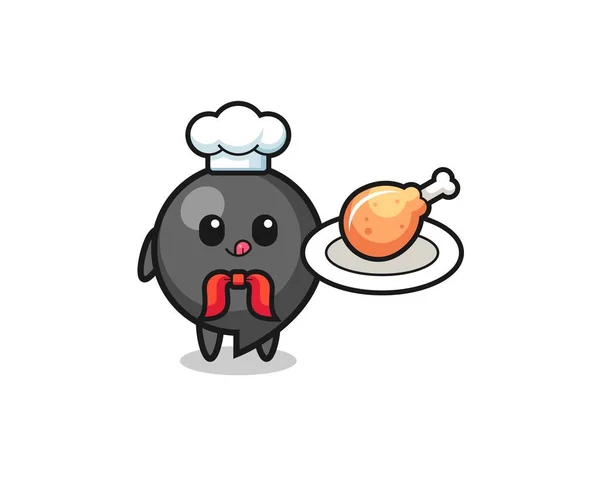 Vírgula Símbolo Frango Frito Chef Personagem Desenho Animado Design Bonito —  Vetores de Stock