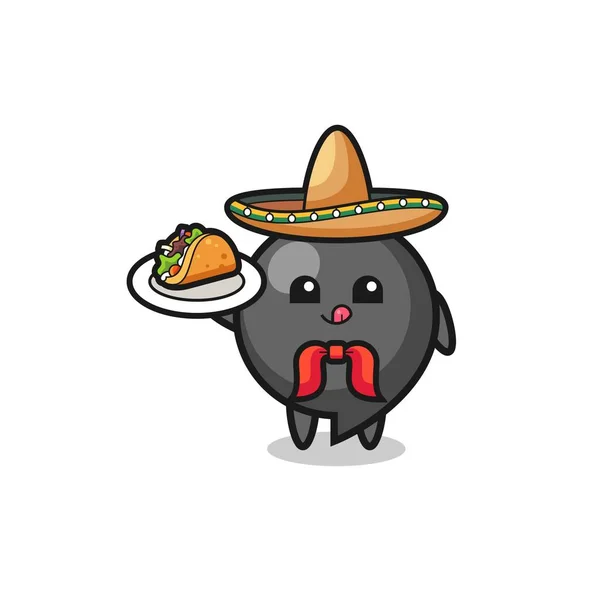 Przecinek Symbol Meksykański Szef Kuchni Maskotka Gospodarstwa Taco Cute Design — Wektor stockowy