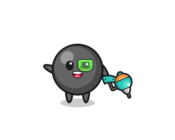 Dot Symbol Cartoon Future Warrior Mascot Cute Design — Stock Vector