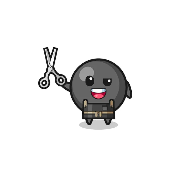Dot Symbol Character Barbershop Mascot Cute Design — Stock Vector