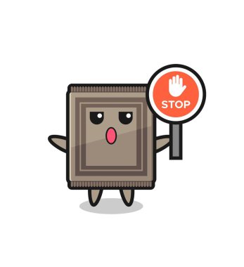 Halı karakteri çizimi elinde dur işareti, şirin tasarım