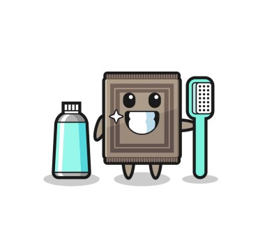 Diş fırçalı halı maskotu tasarımı, şirin bir tasarım.