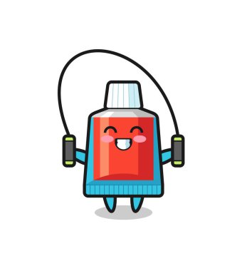 İp atlama, şirin tasarım, diş macunu karakteri çizgi filmi