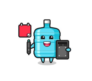 Grafik tasarımcısı olarak galon su şişesi maskotu tasviri, şirin bir tasarım.