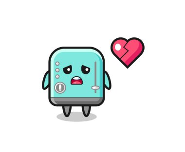 Ekmek kızartma makinesi çizimi kırık kalp, şirin tasarım.