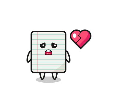 Kağıt karikatür çizimi kırık kalp, şirin tasarım.