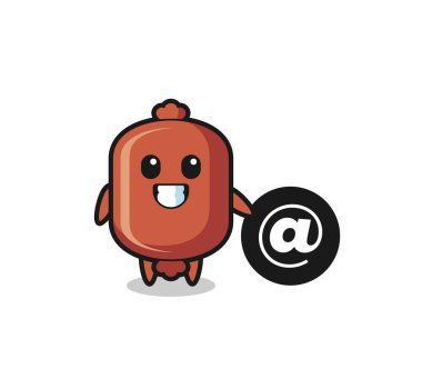 Sembolün yanında duran sosisin çizgi film tasarımı, şirin tasarım