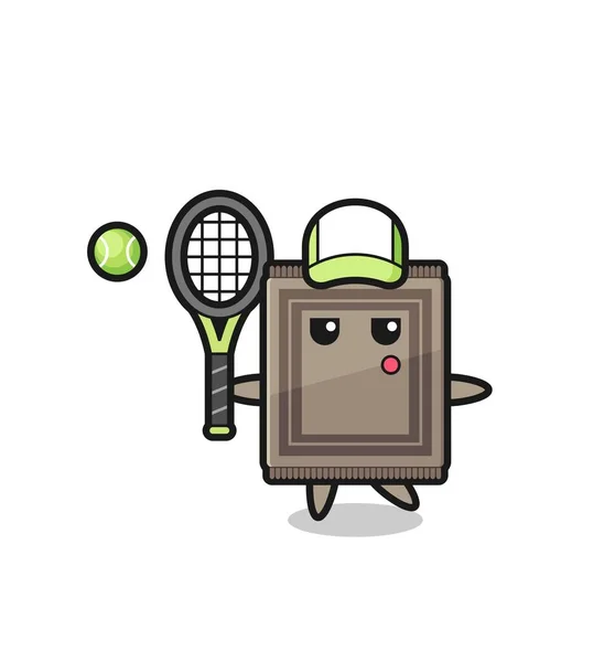 Cartoon Χαρακτήρα Του Χαλιού Παίκτης Του Τένις Χαριτωμένο Σχεδιασμό — Διανυσματικό Αρχείο