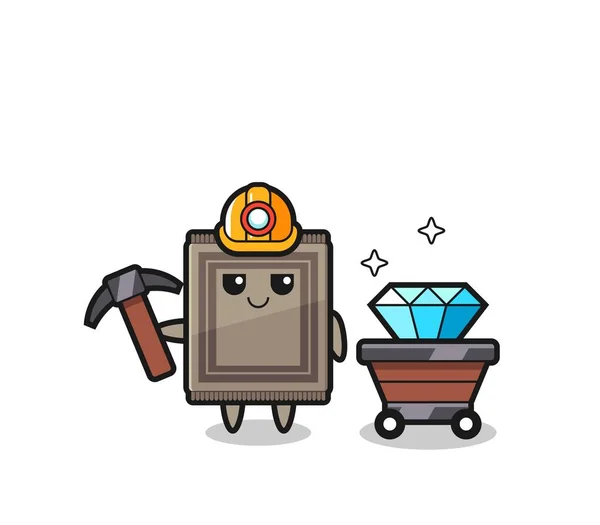 Karakter Illustratie Van Tapijt Als Mijnwerker Schattig Ontwerp — Stockvector