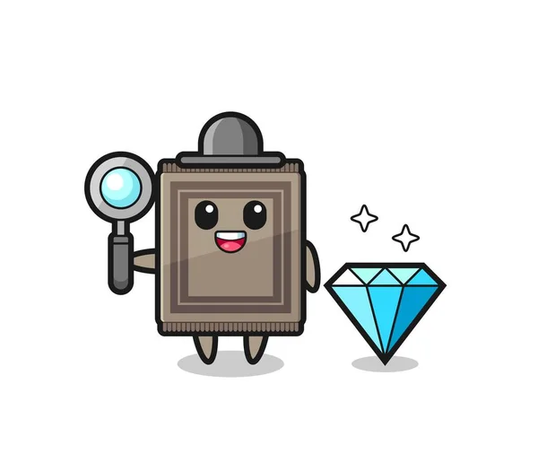 Ilustração Personagem Tapete Com Diamante Design Bonito — Vetor de Stock
