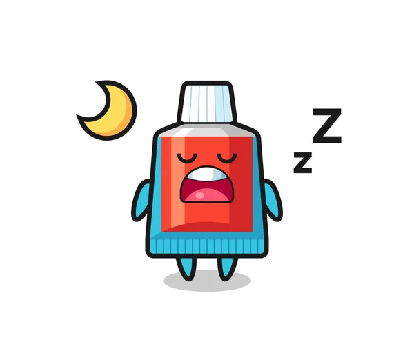 Dentífrico Carácter Ilustración Durmiendo Noche Lindo Diseño — Vector de stock