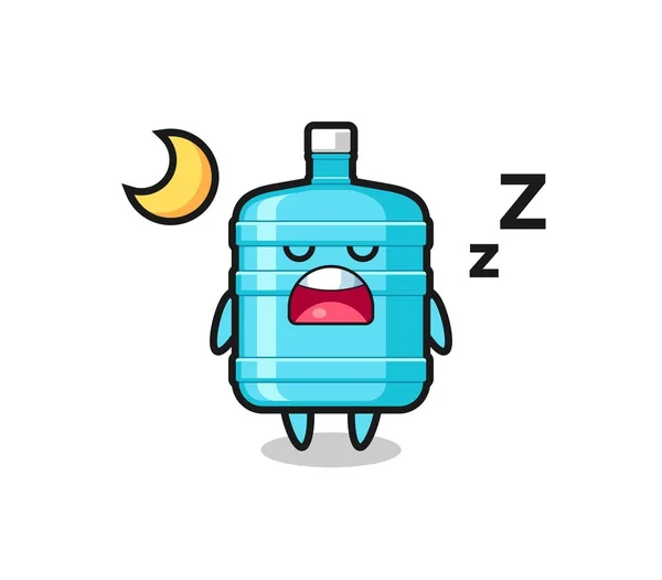 Gallon Water Bottle Character Illustration Sleeping Night Cute Design — Stock Vector