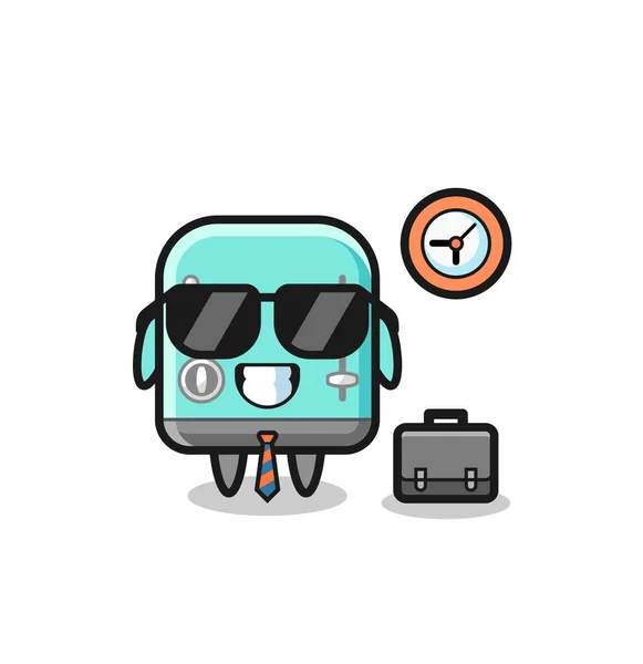 Cartoon Mascot Toaster Businessman Cute Design — Stock Vector