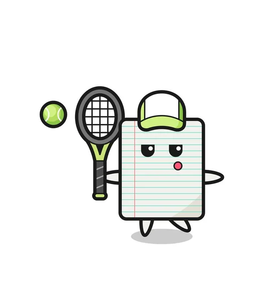 Caractère Dessin Animé Papier Tant Que Joueur Tennis Design Mignon — Image vectorielle
