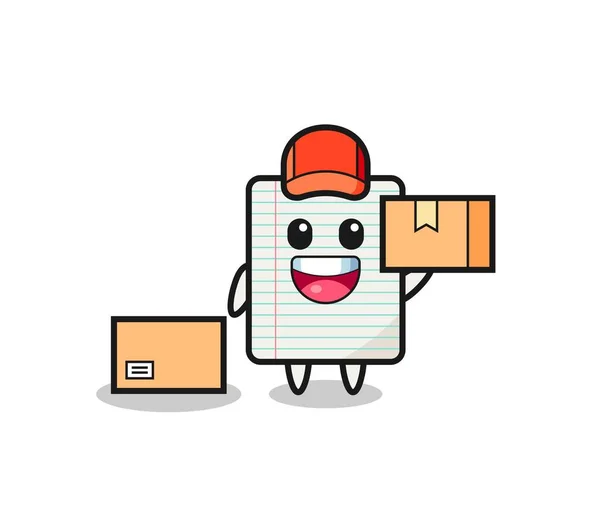 Mascotte Illustration Papier Comme Messager Design Mignon — Image vectorielle