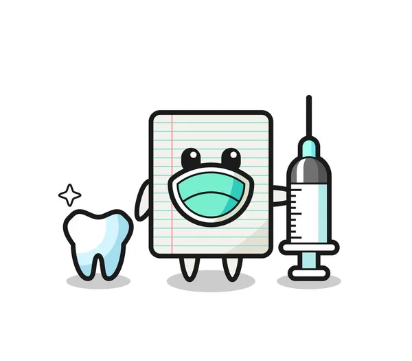 Personaje Mascota Papel Como Dentista Lindo Diseño — Archivo Imágenes Vectoriales