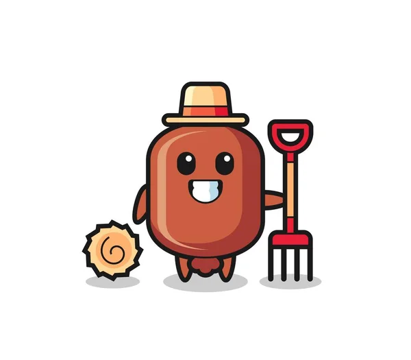 Mascot Character Sausage Farmer Cute Design — Stock Vector
