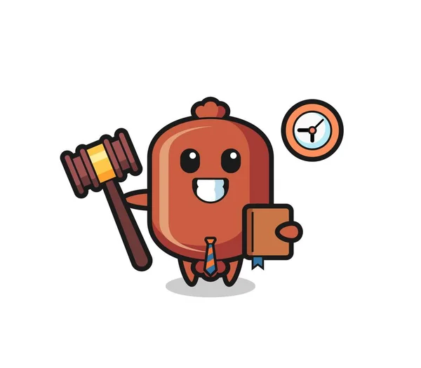 Mascote Desenhos Animados Salsicha Como Juiz Design Bonito — Vetor de Stock
