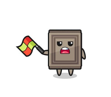 Halı çizgi filmi, çizgi film yargıcı olarak bayrağı 45 derecelik açıyla kaldırın, şirin tasarım.