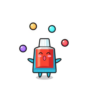 Diş macunu sirki çizgi filmi top hokkabazlığı, şirin tasarım.