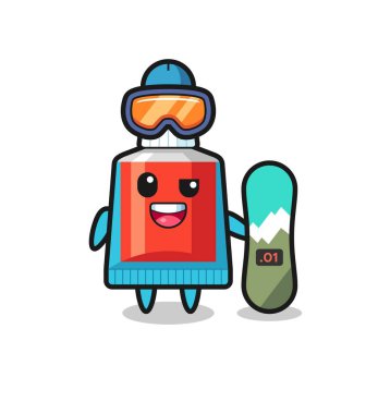 Snowboard stili diş macunu karakteri, şirin bir tasarım.