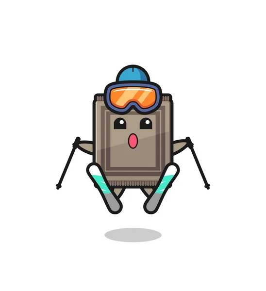 Mascote Tapete Personagem Como Jogador Esqui Design Bonito — Vetor de Stock