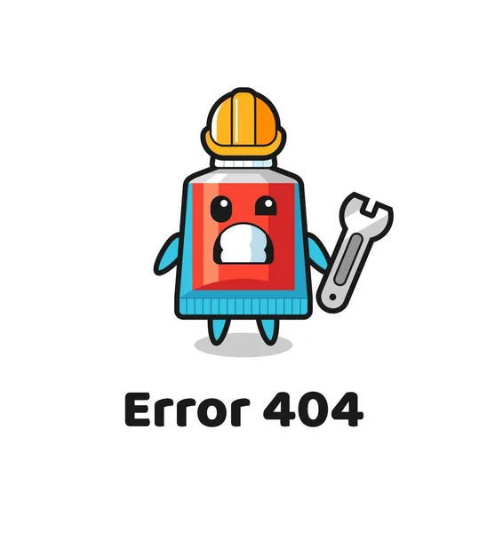 错误404与可爱的牙膏吉祥物 可爱的设计 — 图库矢量图片