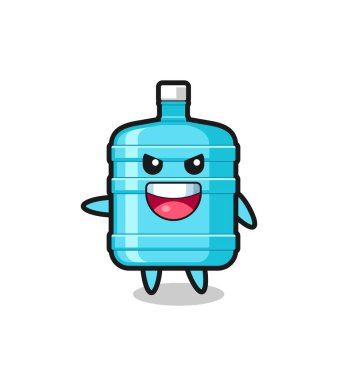 Çok heyecanlı duruşu olan bir galon su şişesi karikatürü, şirin bir tasarım.