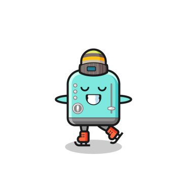 Patenci rolünde bir tost makinesi karikatürü.