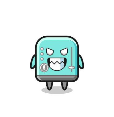 Tost makinesinin şeytani ifadesi sevimli maskot