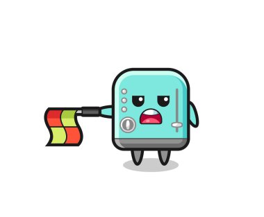 Çizgi hakimi olarak tost makinesi karakteri bayrağı düz yatay tutun.